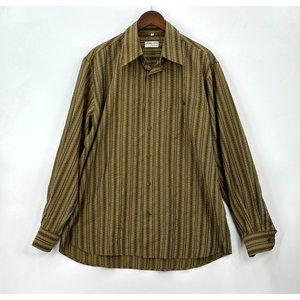 George Roth Of Germany Mens Shirt Long Sleeve Striped Button Down Brown, Gold L